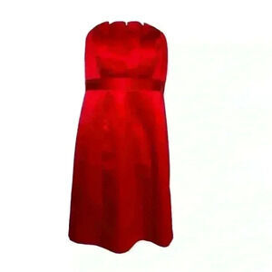 The Limited RED satin vintage 90’s strapless pleated bust Cocktail dress SZ-12